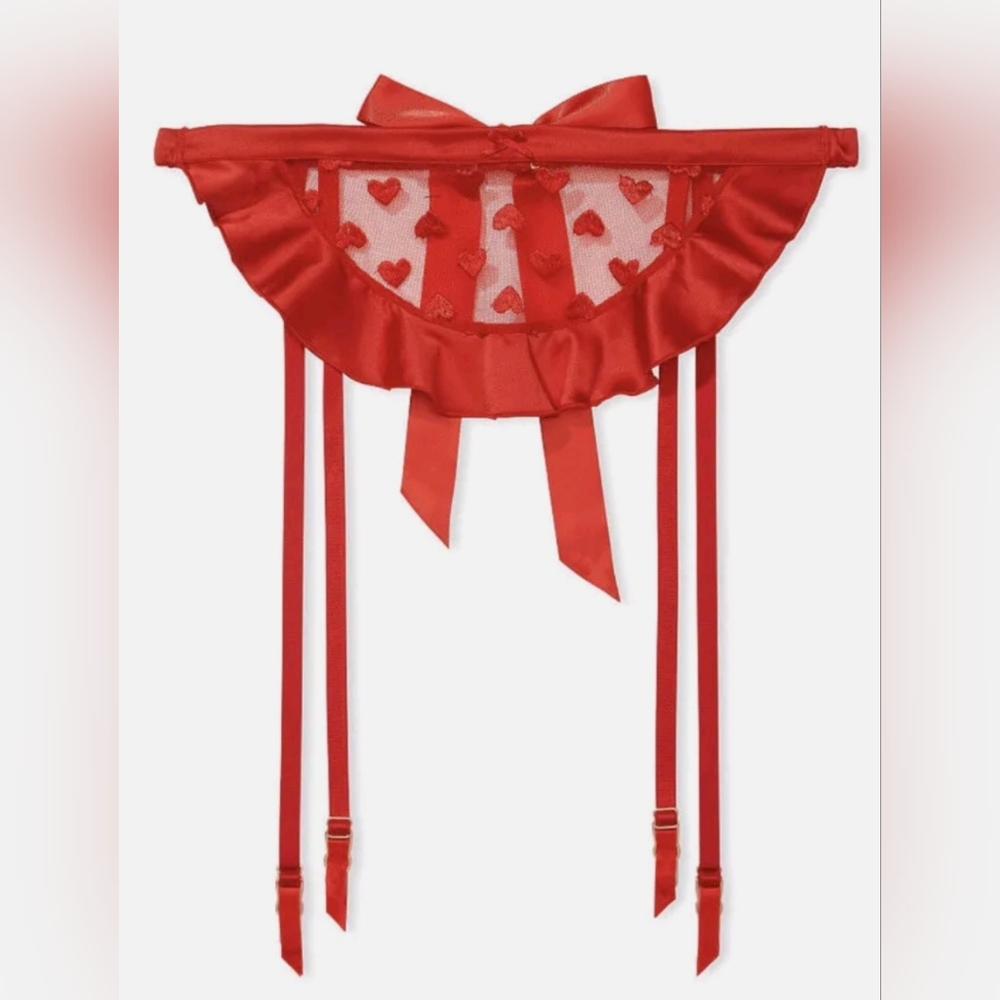 Victoria's Secret Dream Angels Heart embroidered garter skirt Size M/L NWT